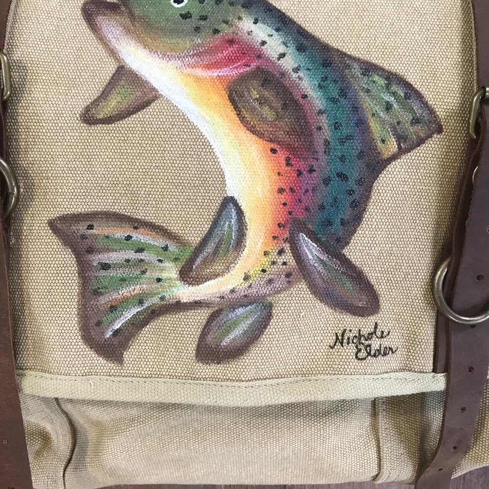 Rothco Canvas Shoulder Bag with Rainbow Trout - Picture 2 of 6